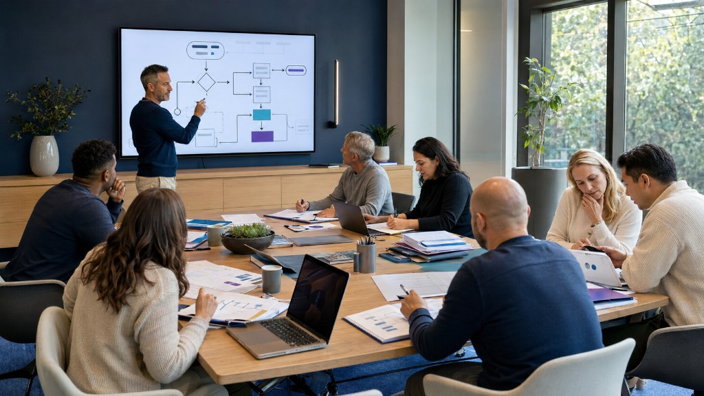Small cohort of real estate business owners building and reviewing operating systems.