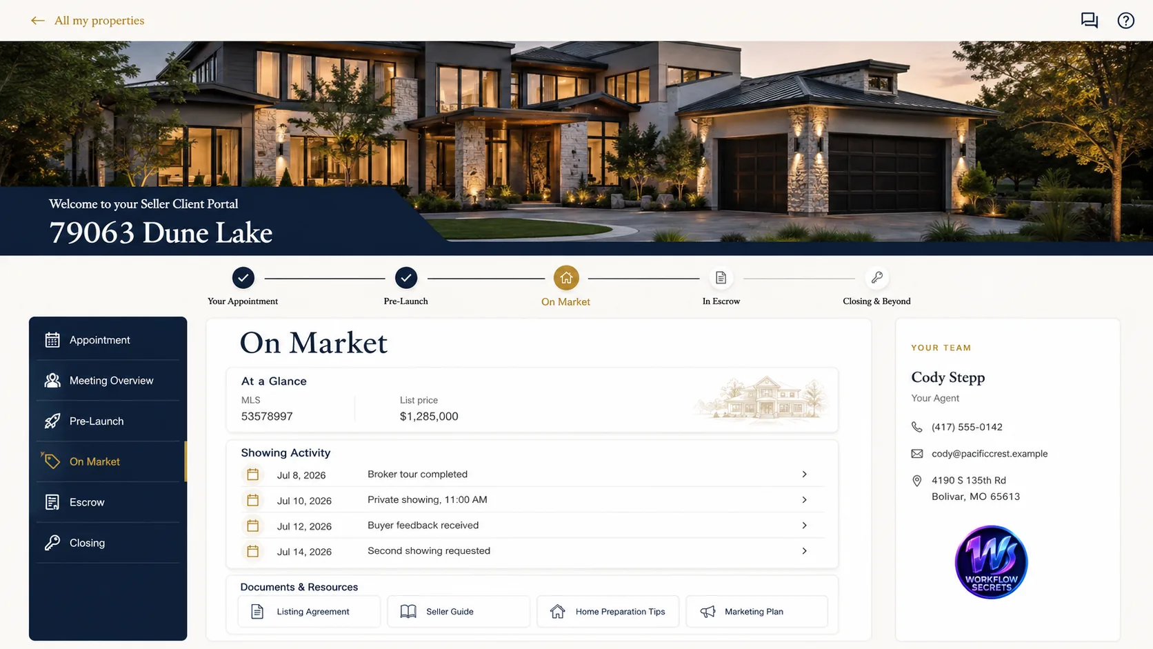 Live listing status